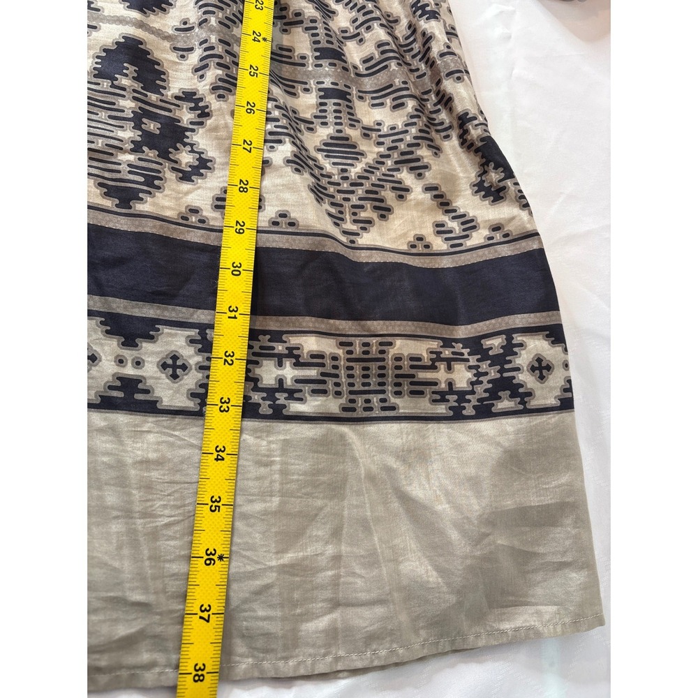 Peruvian Connection Tan Black Silk Blend Southwestern Dress 10 Boho Lightweight - Picture 8 of 11